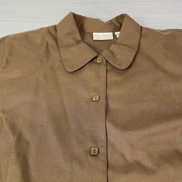 Alfred Dunner Button Up Blouse Women's 22W Brown Monkeys Palms Short Sleeve NWT - Picture 5 of 12
